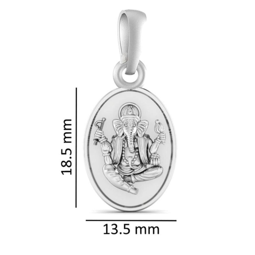 Sterling Silver (92.5% Purity) Pure Silver God Ganesha Chain Pendant (Locket with Snake Chain) for Men & Women