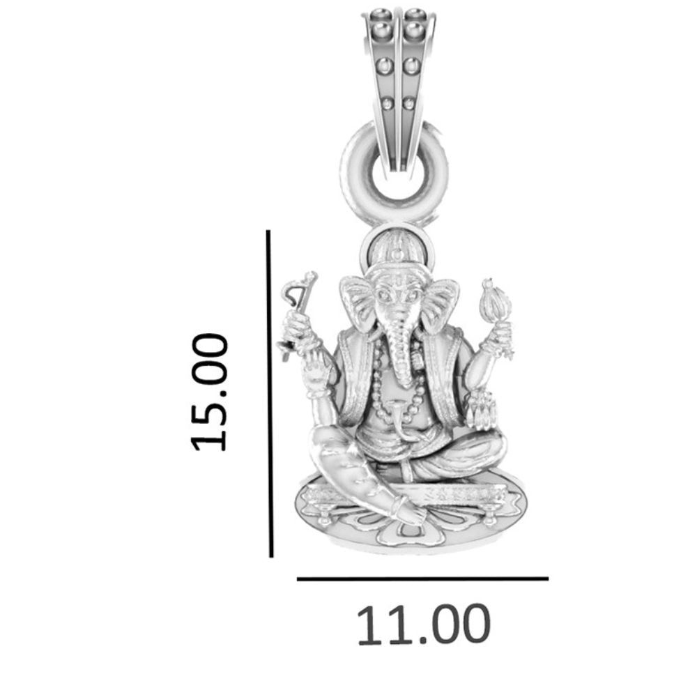 God Ganesh Silver Chain Pendant (92.5% purity) by Ganapathy Chain Pendant for Kids (Snake Chain: 15 Inches)