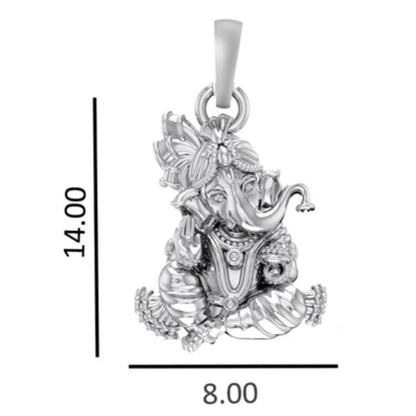 92.5% Pure Sterling Silver God Ganesh Ganpati Pendant Locket For Kids and woman