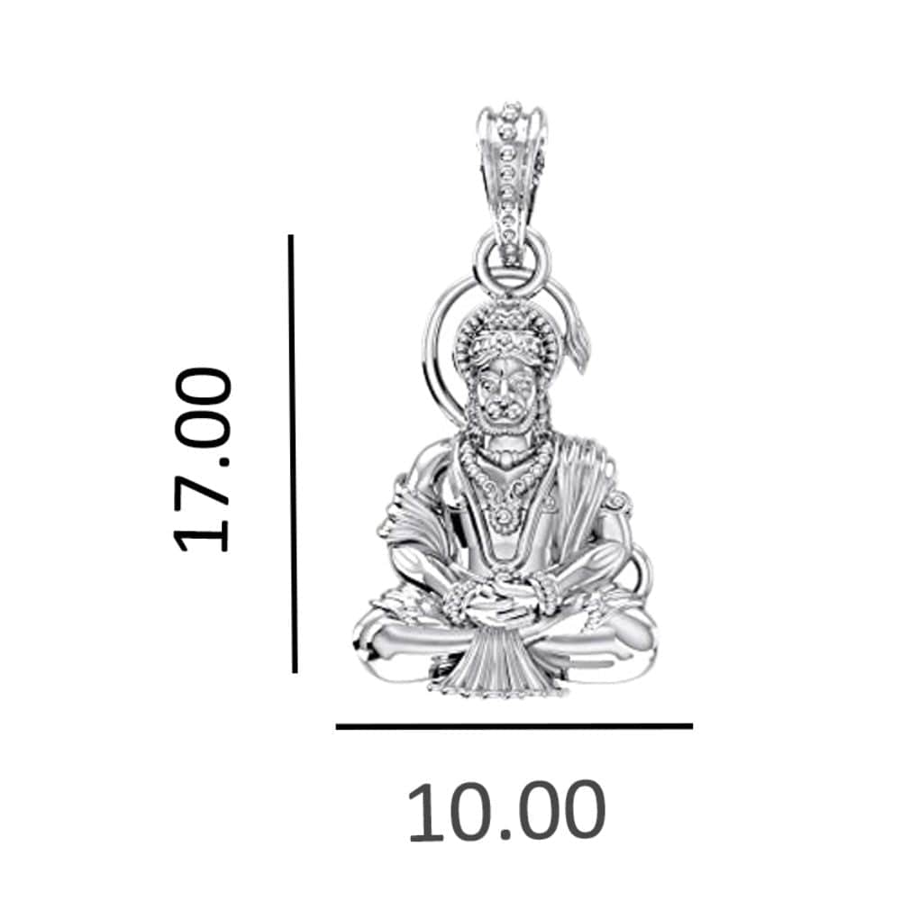 God Hanuman Pendant with Kids snake chain 15 inches for Kids by Akshat Sapphire Sterling Silver 92.5% Purity kdpss15-7150