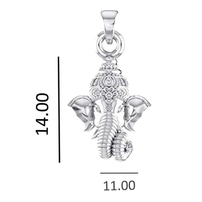 God Ganesh Silver Chain Pendant (92.5% purity) by Ganapathy Chain Pendant for Kids (Snake Chain: 15 Inches)