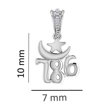 Silver religious and lucky 786 Chain Pendant (92.5% purity) by lucky 786 Chain Pendant for Kids (Snake Chain: 15 Inches)