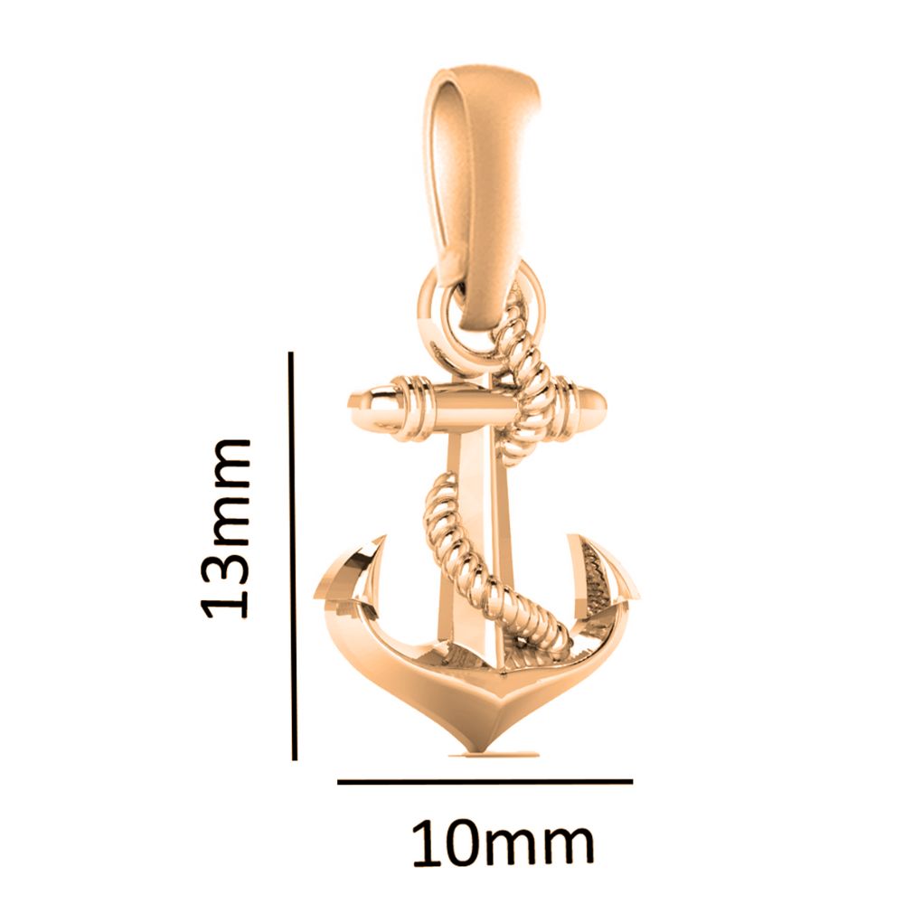 22 CT Gold Plated Silver (92.5% purity) Ship Anchor Pendant by for Kids & Woman