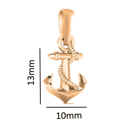 22 CT Gold Plated Silver (92.5% purity) Ship Anchor Pendant by for Kids & Woman