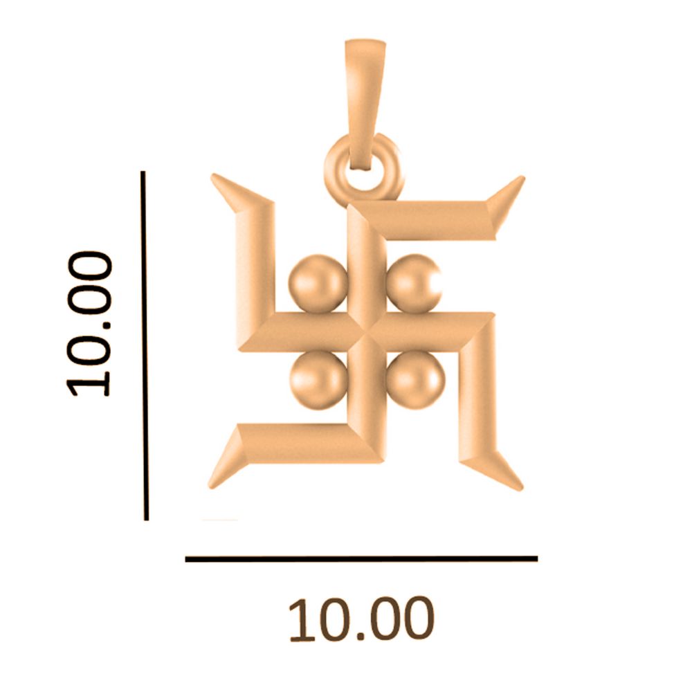 22 CT Gold Plated Silver (92.5% purity) Spiritual Swastik Symbol Pendant by for Kids & Woman
