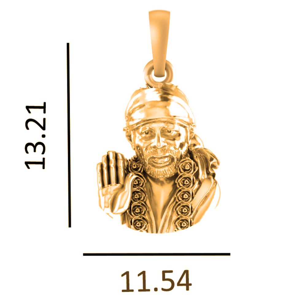 22KT Gold Plated Sterling Silver (92.5% Purity) Pure Silver God Shree Sai Baba chain Pendant (Locket with Ball Chain) for Women