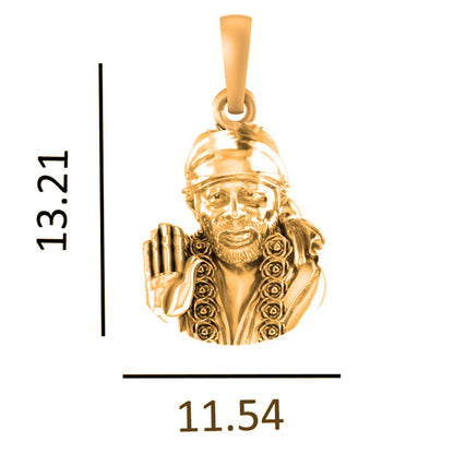 22KT Gold Plated Sterling Silver (92.5% Purity) Pure Silver God Shree Sai Baba chain Pendant (Locket with Ball Chain) for Women