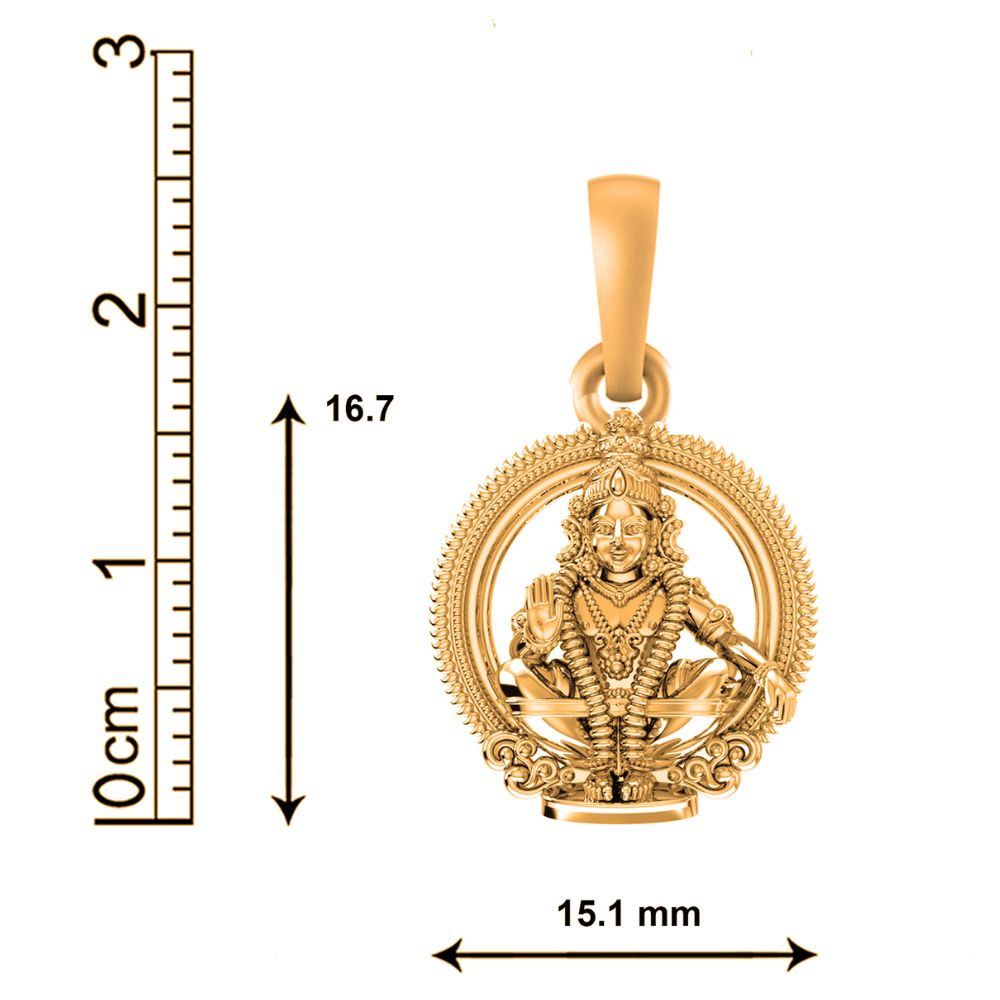 22KT Gold Plated Sterling Silver (92.5% purity) God Ayyappa Chain Pendant (Pendant with Ball Chain) for Women Pure Silver Lord Ayyappa Chain Locket