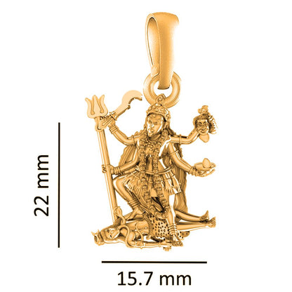 22KT Gold Plated Sterling Silver (92.5% Purity) Pure Silver Goddees Kaali Maa Chain Pendant (Locket with Ball Chain) for Women