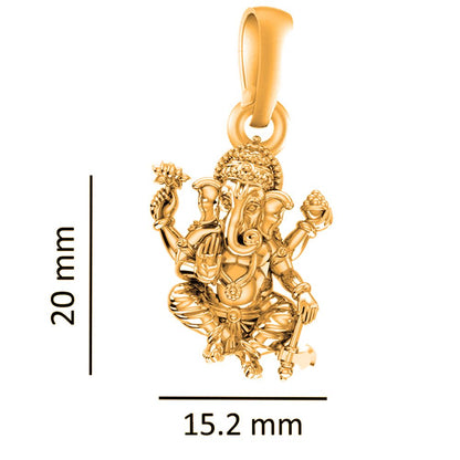 22KT Gold Plated Sterling Silver (92.5% Purity) Pure Silver God Ganesha Chain Pendant (Locket with Anchor Chain-22 inches) for Men & Women