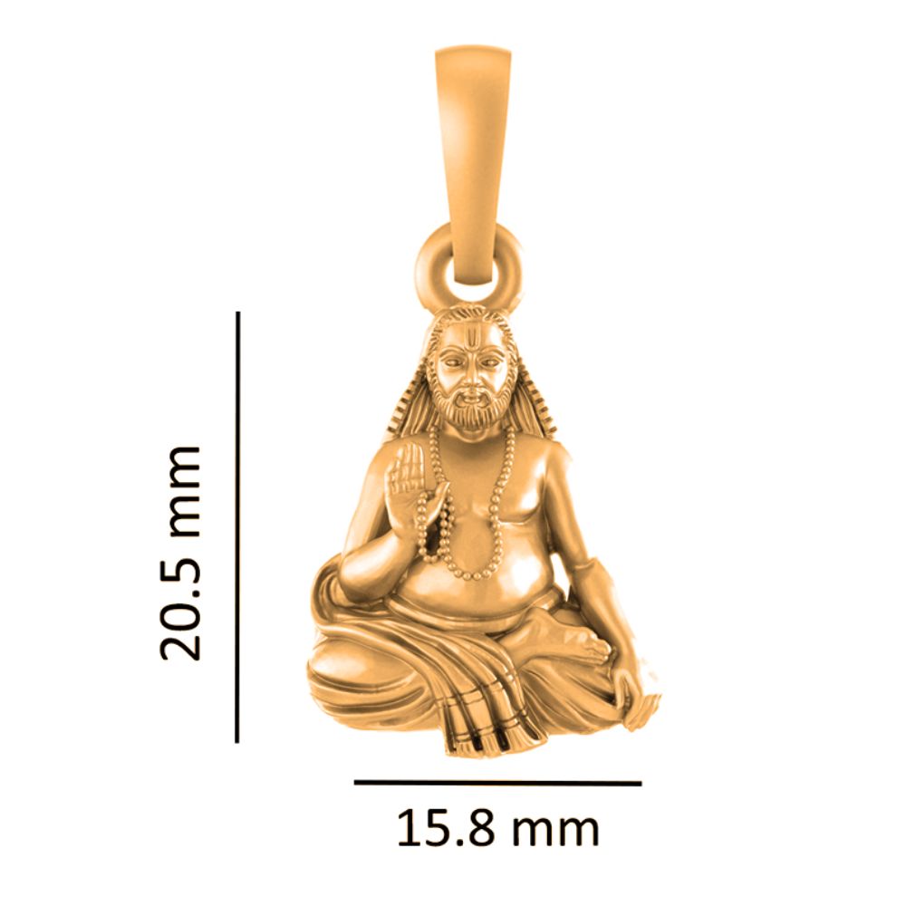 22KT Gold Plated Sterling Silver (92.5% Purity) Pure Silver Spiritual Raghavendra Swamy (Locket with Ball Chain) for Women