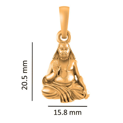 22KT Gold Plated Sterling Silver (92.5% Purity) Pure Silver Spiritual Raghavendra Swamy (Locket with Ball Chain) for Women