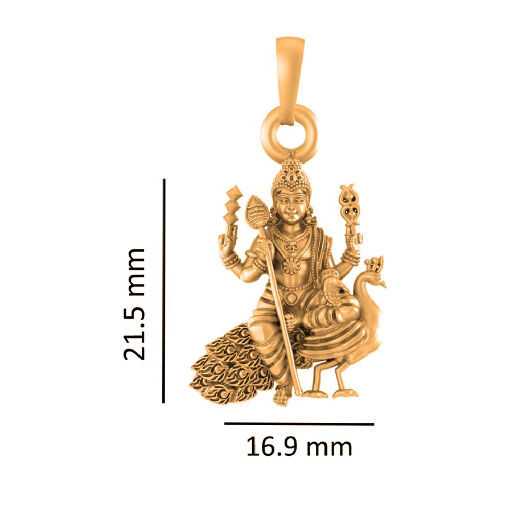 22KT Gold Plated Sterling Silver (92.5% Purity) Pure Silver God Kartikeya Chain Pendant (Locket with Ball Chain) for Women