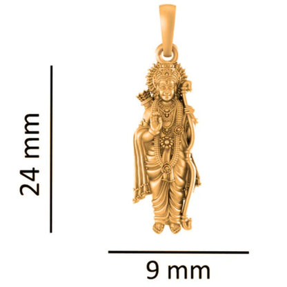 22KT Gold Plated Sterling Silver (92.5% Purity) Pure Silver God Ram Ji chain Pendant (Locket with Box Chain) for Women