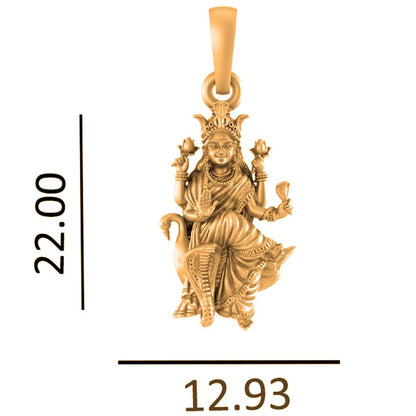 22KT Gold Plated Sterling Silver (92.5% Purity) Pure Silver Goddess Mansa Devi Ji chain Pendant (Locket with Box Chain) for Women