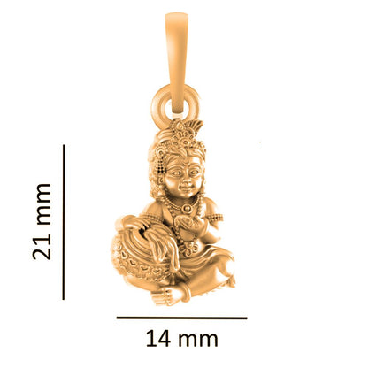 22KT Gold Plated Sterling Silver (92.5% Purity) Pure Silver God Kanha Laddu Gopal Chain with Pendant (Locket with Ball Chain) for Women
