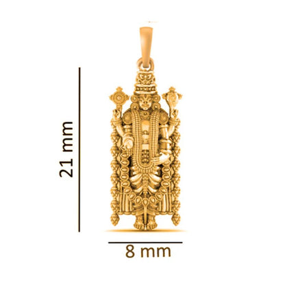 22KT Gold Plated Sterling Silver (92.5% Purity) Pure Silver God Tirupati Bala Ji Chain Pendant (Locket with Ball Chain) for Women