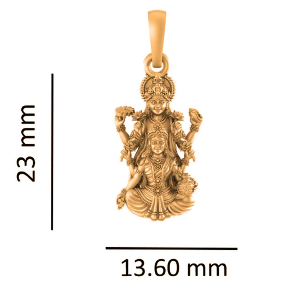 22KT Gold Plated Sterling Silver (92.5% Purity) Pure Silver God Vishnu Laxmi Chain Pendant (Locket with Box Chain) for Women