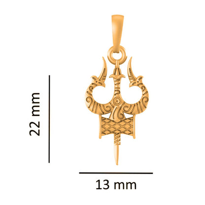 22KT Gold Plated Sterling Silver (92.5% Purity) Pure Silver Spiritual Shiva Trishul Chain Pendant (Locket with Ball Chain) for Women