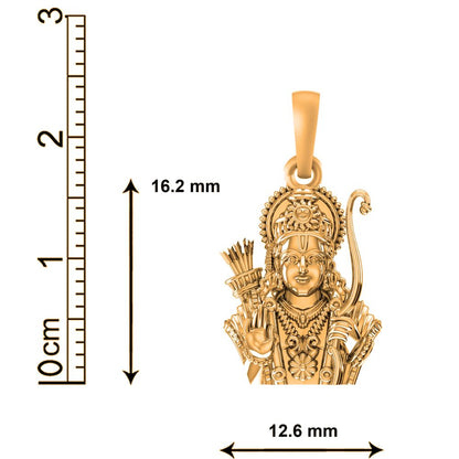 22KT Gold Plated Sterling Silver (92.5% Purity) Pure Silver God Ram Ji chain Pendant (Locket with Figaro Chain-22 inches) for Men & Women