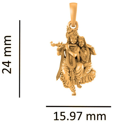 22KT Gold Plated Sterling Silver (92.5% Purity) Pure Silver God Radha Krishna Chain Pendant (Locket with Ball Chain) for Women
