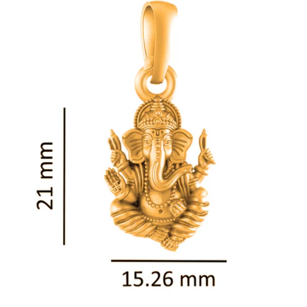 22KT Gold Plated Sterling Silver (92.5% Purity) Pure Silver God Ganesha Chain Pendant (Locket with Curb Chain-22 inches) for Men & Women