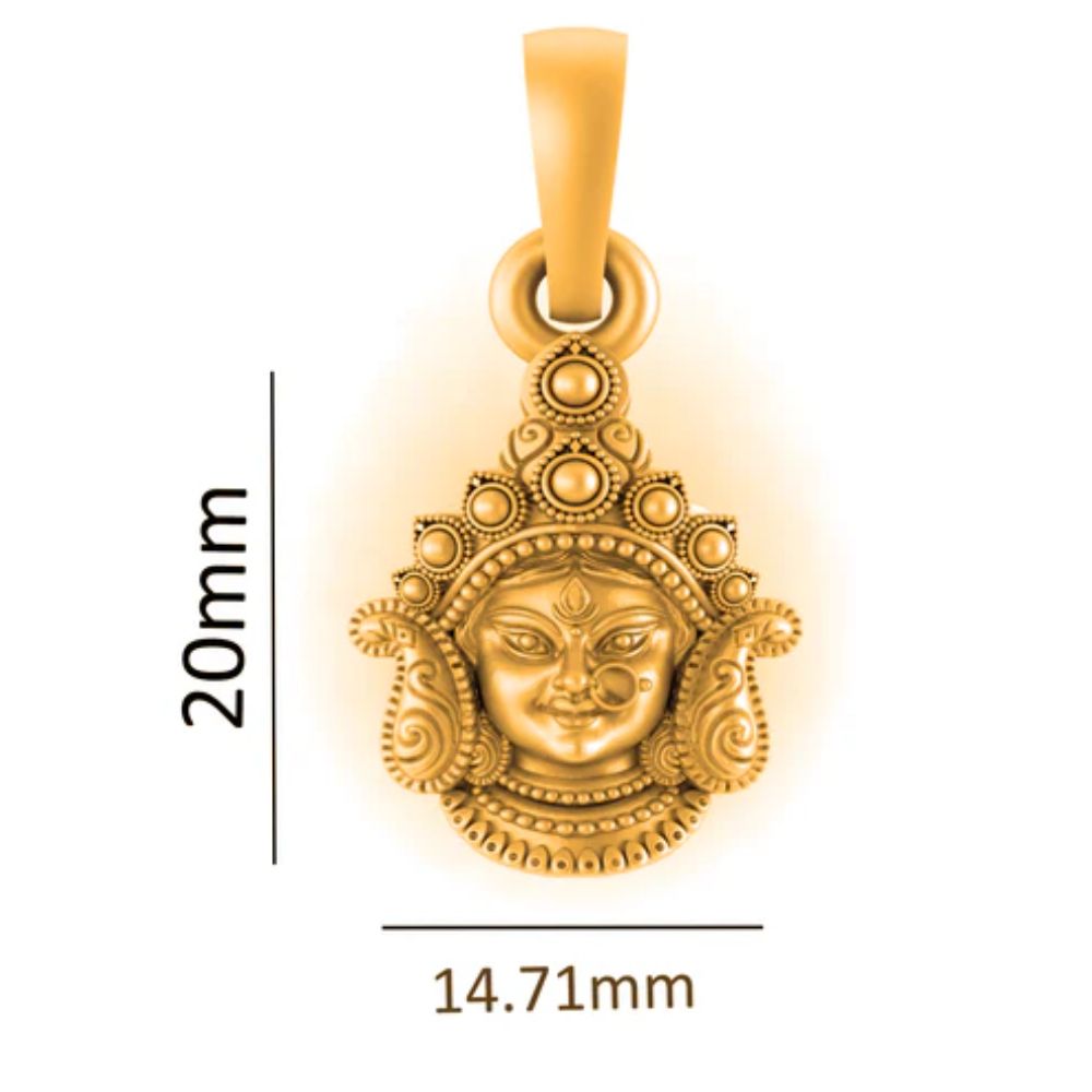 22KT Gold Plated Sterling Silver God Durga Maa Pure Silver 92.5% purity Chain with Durga Maa Pendant (Pendant with Box Chain-18 inches)