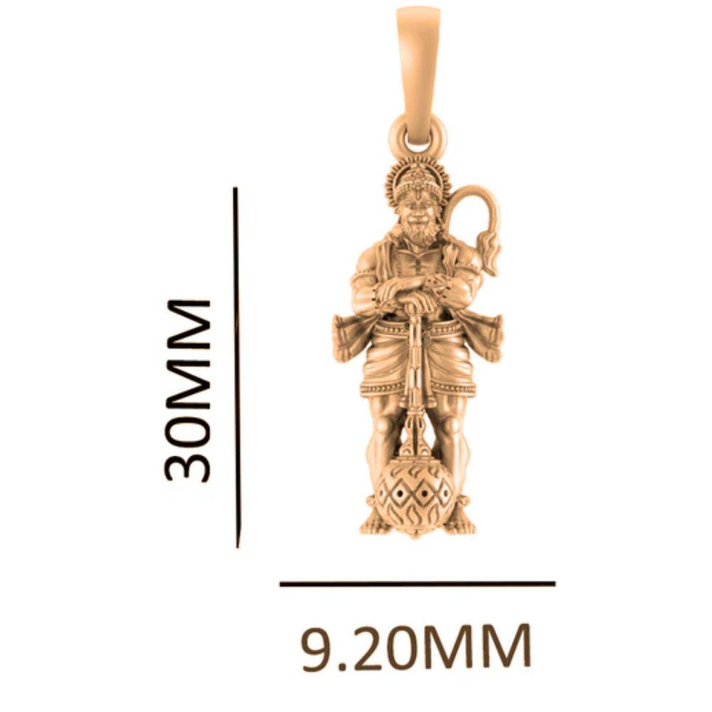 22KT Gold Plated God Hanuman/Bajrang Bali Chain Pendant (Locket with Curb Chain- 22 inches) for Men & Women