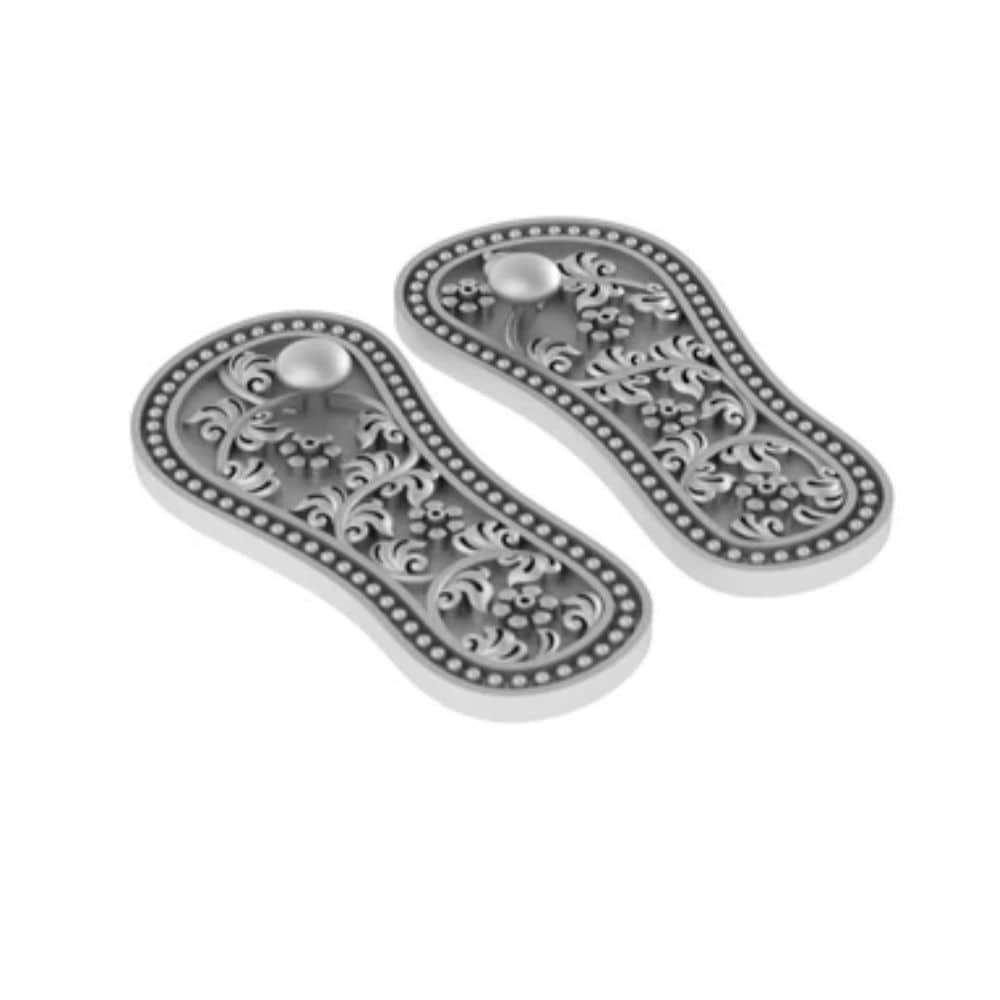 Akshat Sapphire Sterling Silver (92.5% purity) God Laxmi charan Paduka, Pure Silver Maa Lakshmi charan Paduka for wealth and prosperity Akshat Sapphire