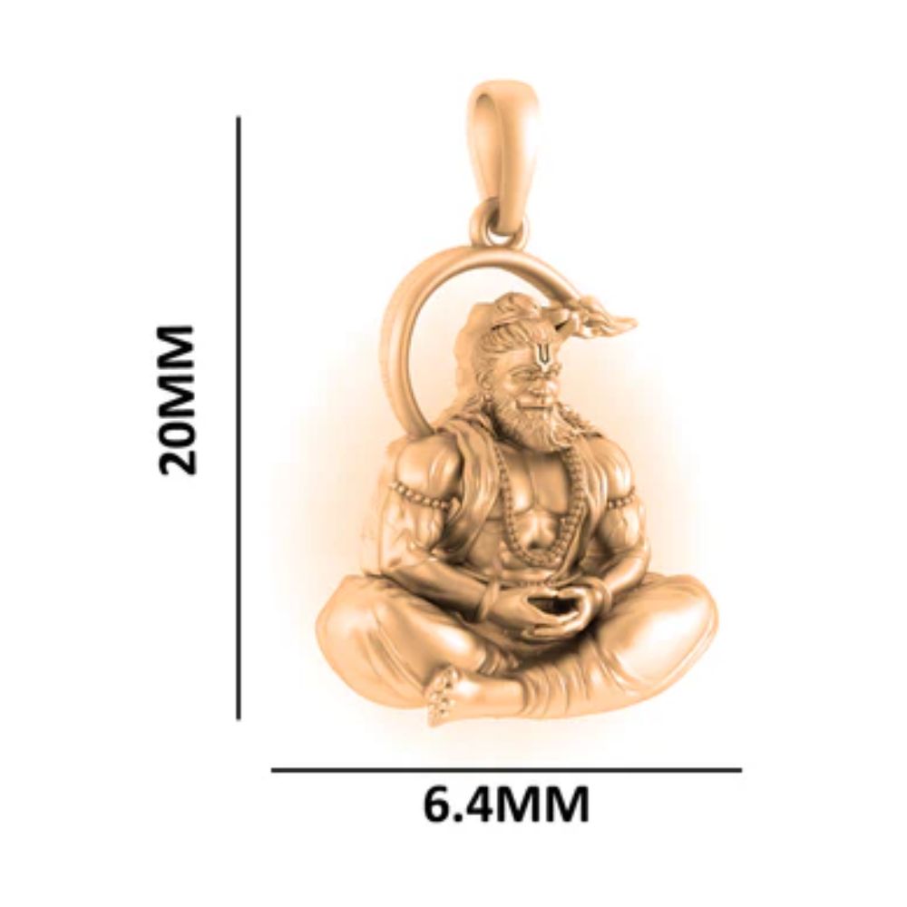 22 CT Gold Plated Silver (92.5% purity)God Hanuman/Bajrang Bali Pendant for Men
