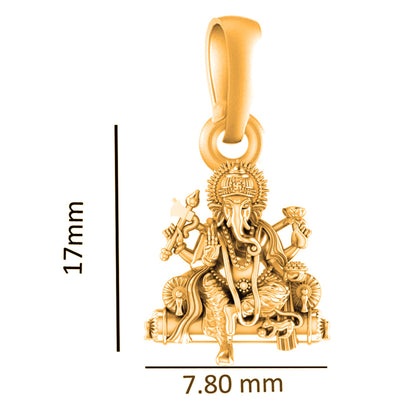 22KT Gold Plated Sterling Silver (92.5% Purity) Pure Silver God Ganesha Chain Pendant (Locket with Anchor Chain-22 inches) for Men & Women