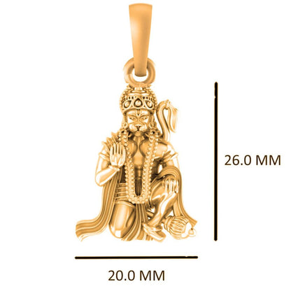 22CT Gold Plated Silver 92.5 Purity God Hanuman (Premium big size) Pendant for Men by Akshat Sapphire-PB7172_Gold