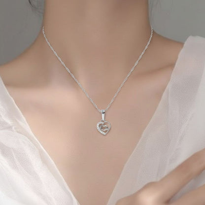Sterling Silver Heart Pendant with 18 Inches Rope Chain for Women by Akshat Sapphire 92.5 Silver PSR0510