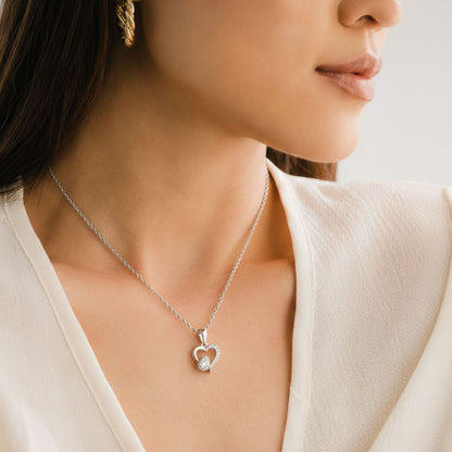 Sterling Silver Heart Pendant with 18 Inches Rope Chain for Women by Akshat Sapphire 92.5 Silver PSR0514