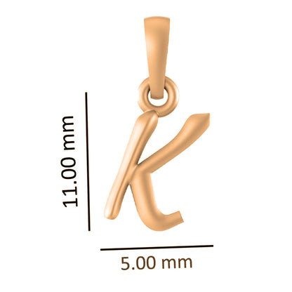 22CT Gold Plated Silver 92.5 Purity Alphabet K Chain Pendant for Women with Anchor Chain 18 inch by Akshat Sapphire PSA8033_K_Gold