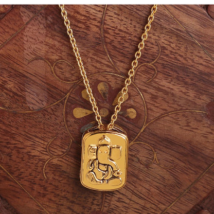 22 CT Gold Plated Silver (92.5% purity)God Ganesh Pendant for Men, Boys Girls and Women