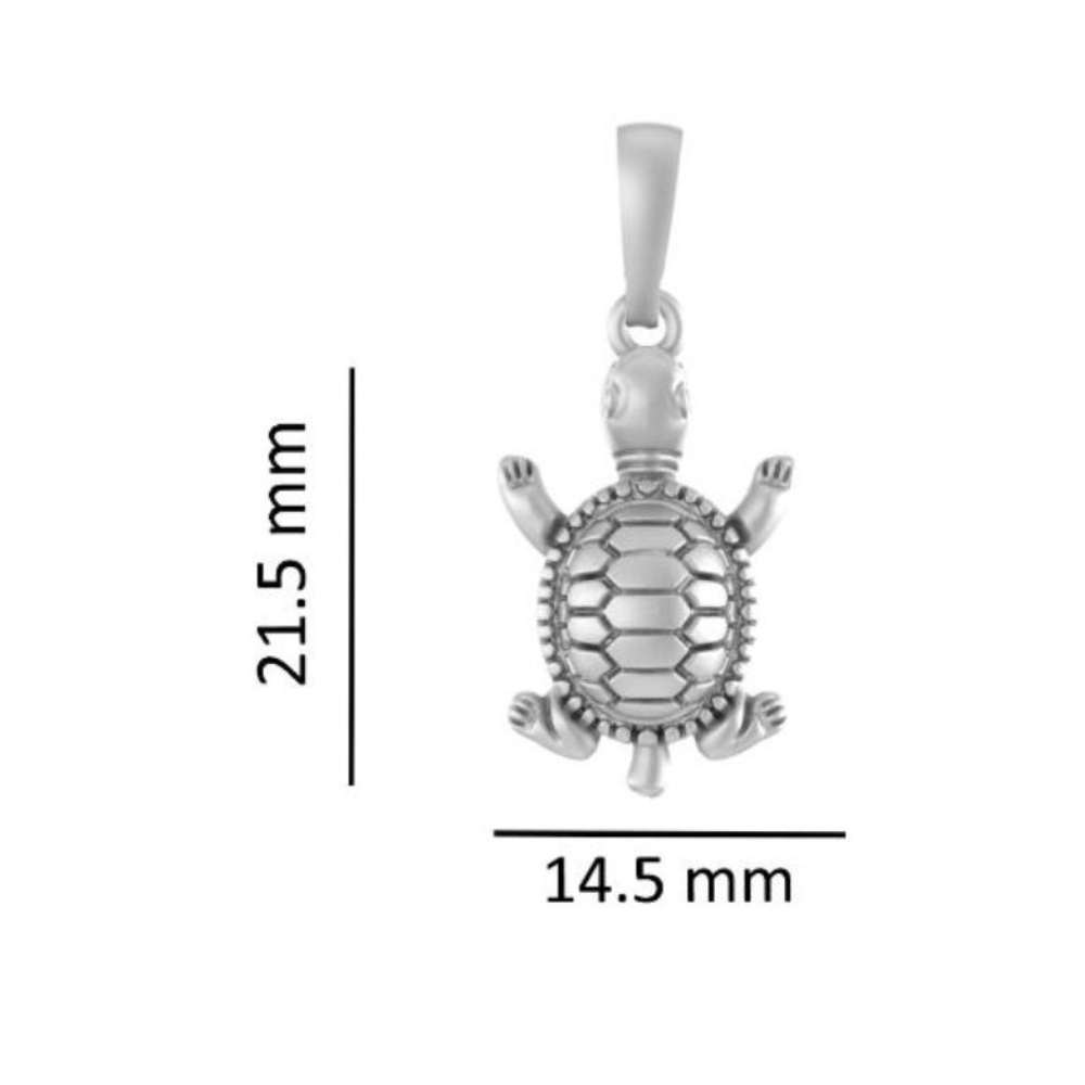 Sterling Silver (92.5% Purity) Pure Silver Prosperity and peace Symbolic Tortoise Chain Pendant (Locket with Snake Chain) for Men & Women