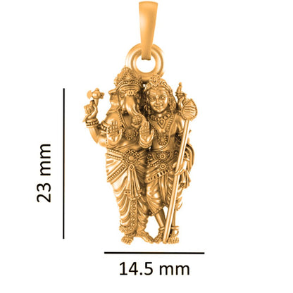 22 CT Gold Plated Silver (92.5% purity)God Ganesh Kartikeya Pendant for Men, Boys Girls and Women