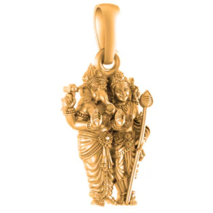 22 CT Gold Plated Silver (92.5% purity)God Ganesh Kartikeya Pendant for Men, Boys Girls and Women