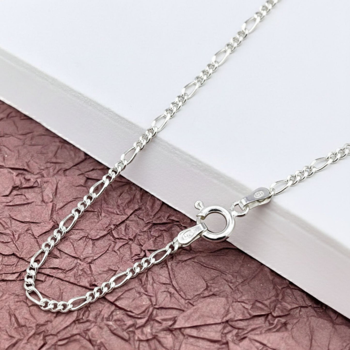 Sterling Silver Heart Pendant with 18 Inches Figaro Chain for Women by Akshat Sapphire 92.5 Silver PSF0507