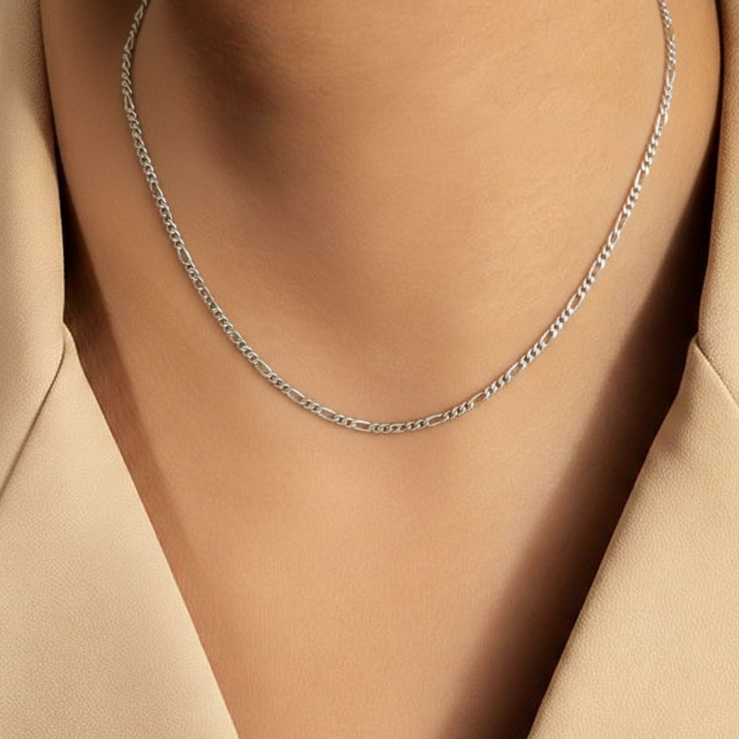 Sterling Silver Heart Pendant with 18 Inches Figaro Chain for Women by Akshat Sapphire 92.5 Silver PSF0507