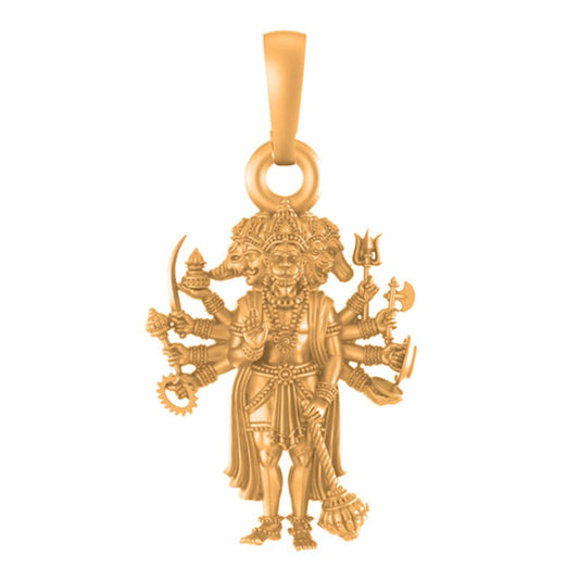22 CT Gold Plated Silver (92.5% purity)God Panchmukhi Hanuman Pendant for Men