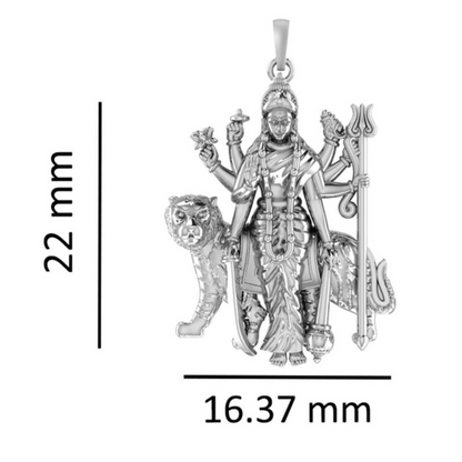 Akshat Sapphire Sterling Silver (92.5% purity) Goddess Durga Maa Chain Pendant (Pendant with Rope Chain-22 inches) for Men & Women Pure Silver Durga Maa chain Locket for Good Health & Wealth