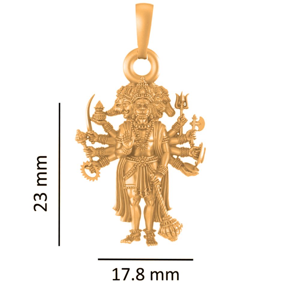 22 CT Gold Plated Silver (92.5% purity)God Panchmukhi Hanuman Pendant for Men