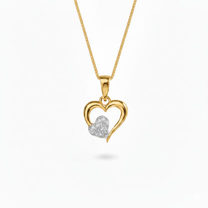 22CT Gold Plated Silver 92.5 Purity Heart Pendant with Box Chain 18 Inches for Women by Akshat Sapphire PSB0514_Gold