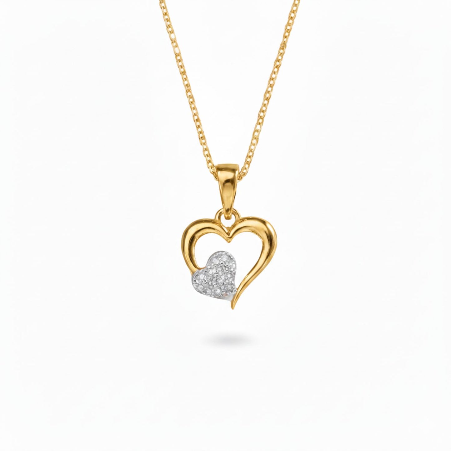 22CT Gold Plated Silver 92.5 Purity Heart Pendant with Anchor Chain 18 Inches for Women by Akshat Sapphire PSA0514_Gold