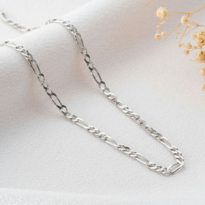 Sterling Silver Heart Pendant with 18 Inches Figaro Chain for Women by Akshat Sapphire 92.5 Silver PSF0509