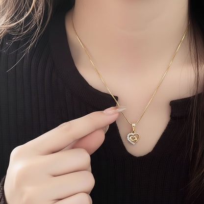 22CT Gold Plated Silver 92.5 Purity Heart Pendant with Box Chain 18 Inches for Women by Akshat Sapphire PSB0510_Gold