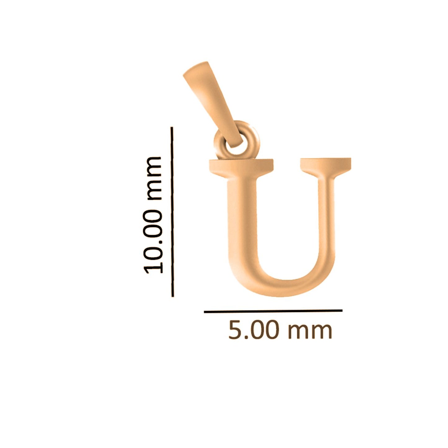 22CT Gold Plated Silver 92.5 Purity Alphabet U Chain Pendant for Men with Anchor Chain 22 Inches by Akshat Sapphire MPSA8021_U_Gold