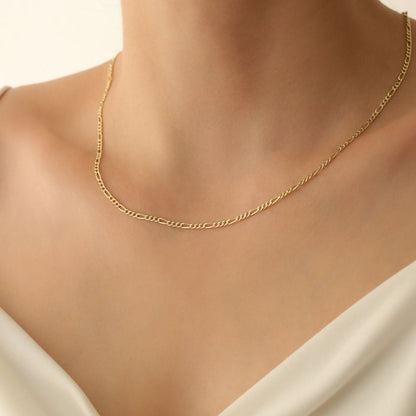 22CT Gold Plated Silver 92.5 Purity Heart Pendant with Figaro Chain 18 Inches for Women by Akshat Sapphire PSF0514_Gold